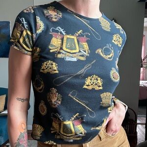 Ralph Lauren y2k baby tee size small glam luxury preppy print